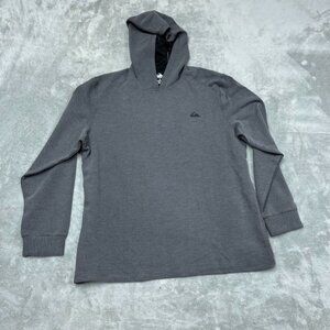 Quiksilver XL Gray Regular Fit Hooded Pullover Long Sleeve Knit Top *flaw* a0720